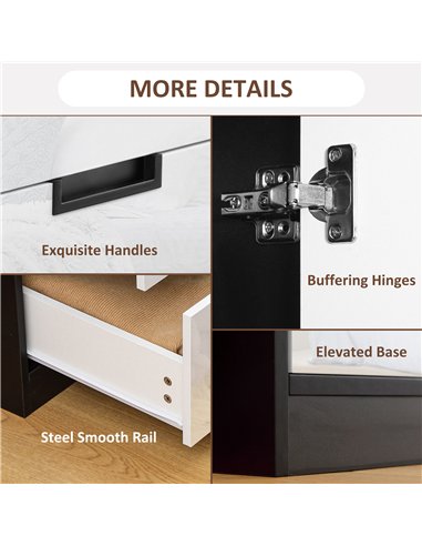 HOMCOM 2 Door Wardrobe, Modern Wardrobe with 3 Drawers and Hanging Rod for Bedroom, High Gloss White