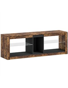 HOMCOM TV Stand Cabinet with LED Lights and Remote Control for TVs up to 65", Entertainment Centre with Storage Shelves and Comp