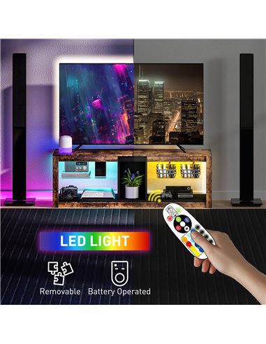 HOMCOM TV Stand Cabinet with LED Lights and Remote Control for TVs up to 65", Entertainment Centre with Storage Shelves and Comp
