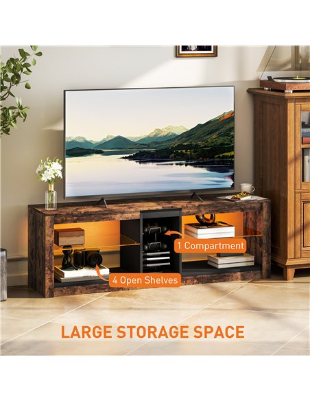 HOMCOM TV Stand Cabinet with LED Lights and Remote Control for TVs up to 65", Entertainment Centre with Storage Shelves and Comp - pic 165334 | FastDaddyshop