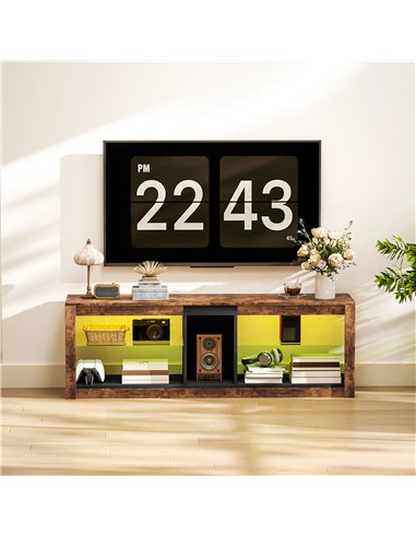 HOMCOM TV Stand Cabinet with LED Lights and Remote Control for TVs up to 65", Entertainment Centre with Storage Shelves and Comp