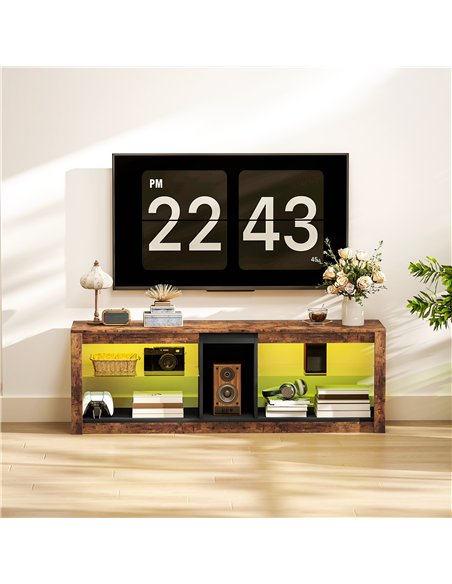 HOMCOM TV Stand Cabinet with LED Lights and Remote Control for TVs up to 65", Entertainment Centre with Storage Shelves and Comp - pic 165336 | FastDaddyshop