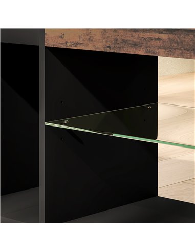HOMCOM TV Stand Cabinet with LED Lights and Remote Control for TVs up to 65", Entertainment Centre with Storage Shelves and Comp
