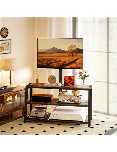 HOMCOM Industrial-Style TV Stand, with 35° Swivel Bracket - Dark Brown
