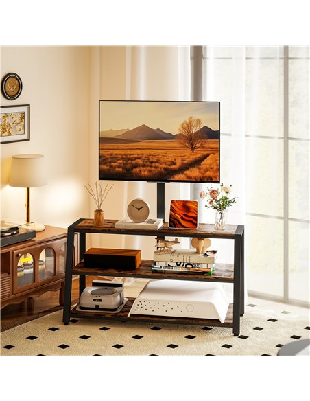 HOMCOM Industrial-Style TV Stand, with 35° Swivel Bracket - Dark Brown - pic 165340 | FastDaddyshop