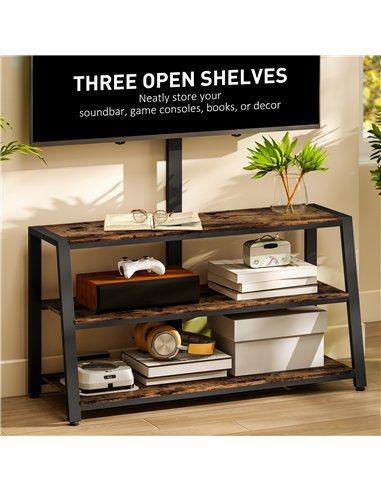 HOMCOM Industrial-Style TV Stand, with 35° Swivel Bracket - Dark Brown