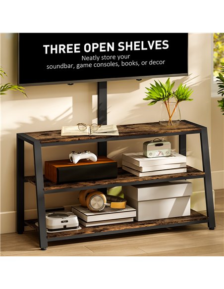 HOMCOM Industrial-Style TV Stand, with 35° Swivel Bracket - Dark Brown - pic 165343 | FastDaddyshop