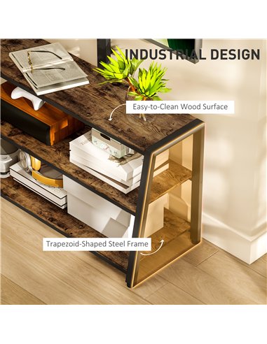 HOMCOM Industrial-Style TV Stand, with 35° Swivel Bracket - Dark Brown