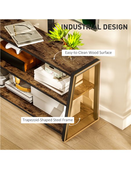 HOMCOM Industrial-Style TV Stand, with 35° Swivel Bracket - Dark Brown - pic 165344 | FastDaddyshop
