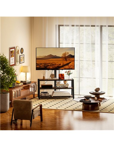 HOMCOM Industrial-Style TV Stand, with 35° Swivel Bracket - Dark Brown