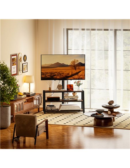 HOMCOM Industrial-Style TV Stand, with 35° Swivel Bracket - Dark Brown - pic 165346 | FastDaddyshop