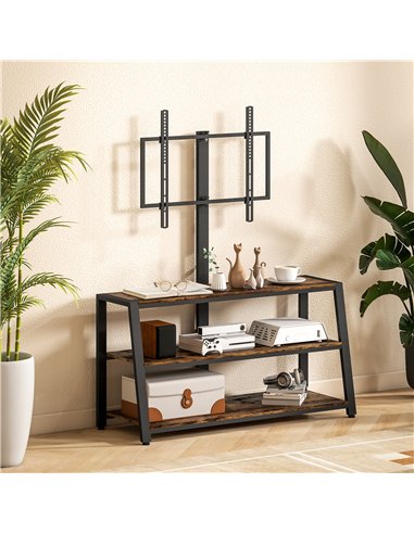 HOMCOM Industrial-Style TV Stand, with 35° Swivel Bracket - Dark Brown