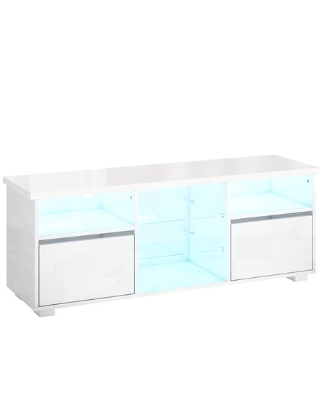 HOMCOM TV Stand Cabinet with LED Lights - High Gloss White - pic 165348 | FastDaddyshop