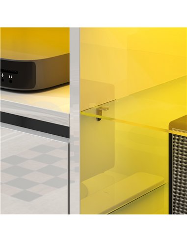 HOMCOM TV Stand Cabinet with LED Lights - High Gloss White