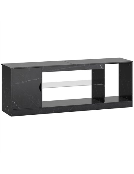 HOMCOM TV Stand Cabinet, Marble Effect TV Unit for up to 55" TVs with Glass Shelf and Storage Cabinet, Entertainment Unit for Li - pic 165357 | FastDaddyshop