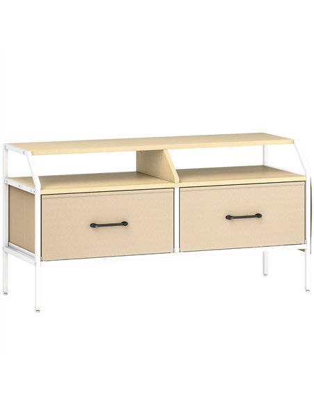 HOMCOM TV Stand Cabinet, TV Unit for 55-inch TVs with 2 Foldable Fabric Drawers, 5 Divided Side Pockets, Open Shelves, Console T - pic 165366 | FastDaddyshop