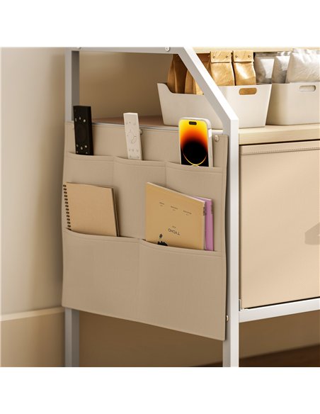 HOMCOM TV Stand Cabinet, TV Unit for 55-inch TVs with 2 Foldable Fabric Drawers, 5 Divided Side Pockets, Open Shelves, Console T - pic 165374 | FastDaddyshop
