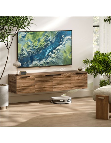 HOMCOM Floating TV Unit, 150 cm Wall Mounted TV Stand Cabinet with Shelves and Doors, Entertainment Media Console for Living Roo - pic 165385 | FastDaddyshop