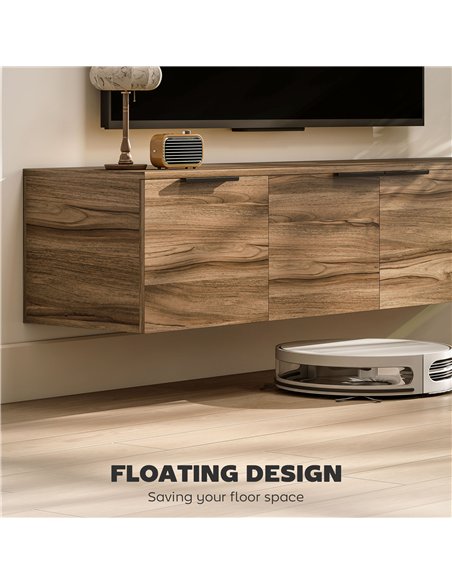 HOMCOM Floating TV Unit, 150 cm Wall Mounted TV Stand Cabinet with Shelves and Doors, Entertainment Media Console for Living Roo - pic 165387 | FastDaddyshop