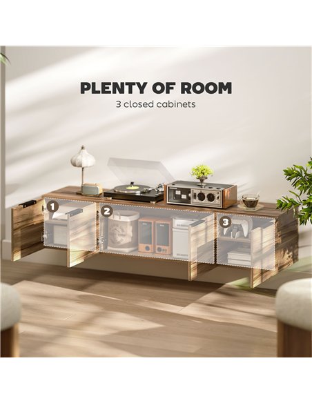 HOMCOM Floating TV Unit, 150 cm Wall Mounted TV Stand Cabinet with Shelves and Doors, Entertainment Media Console for Living Roo - pic 165388 | FastDaddyshop