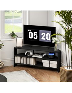 HOMCOM Corner TV Stand with 2 Open Shelves for 47 Inch TV - Black 2