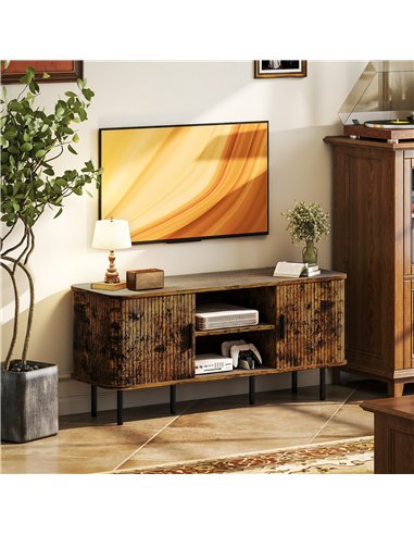 HOMCOM TV Stand Cabinet for TVs up to 55 Inches, TV Unit with Storage Shelves and Cupboard for Living Room, Rustic Brown