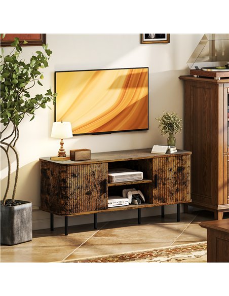 HOMCOM TV Stand Cabinet for TVs up to 55 Inches, TV Unit with Storage Shelves and Cupboard for Living Room, Rustic Brown - pic 165421 | FastDaddyshop
