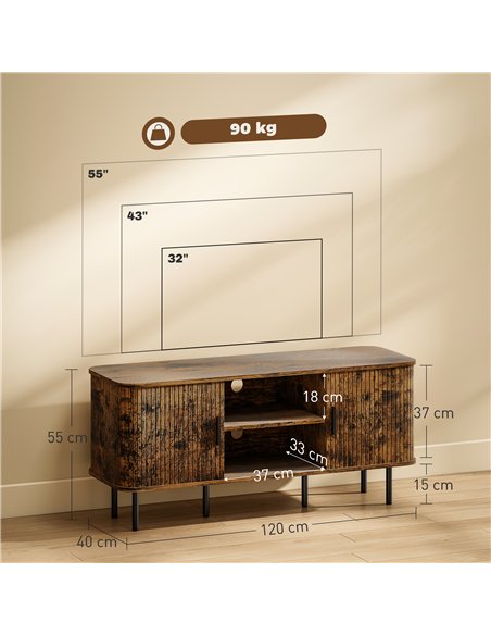 HOMCOM TV Stand Cabinet for TVs up to 55 Inches, TV Unit with Storage Shelves and Cupboard for Living Room, Rustic Brown - pic 165422 | FastDaddyshop