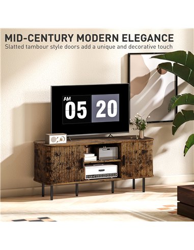 HOMCOM TV Stand Cabinet for TVs up to 55 Inches, TV Unit with Storage Shelves and Cupboard for Living Room, Rustic Brown