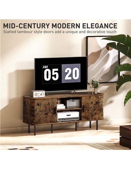 HOMCOM TV Stand Cabinet for TVs up to 55 Inches, TV Unit with Storage Shelves and Cupboard for Living Room, Rustic Brown - pic 165423 | FastDaddyshop