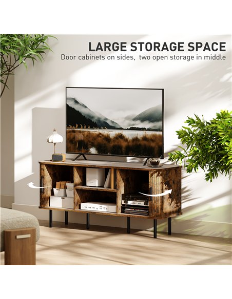 HOMCOM TV Stand Cabinet for TVs up to 55 Inches, TV Unit with Storage Shelves and Cupboard for Living Room, Rustic Brown - pic 165424 | FastDaddyshop