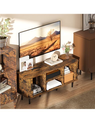 HOMCOM TV Stand Cabinet for TVs up to 55 Inches, TV Unit with Storage Shelves and Cupboard for Living Room, Rustic Brown