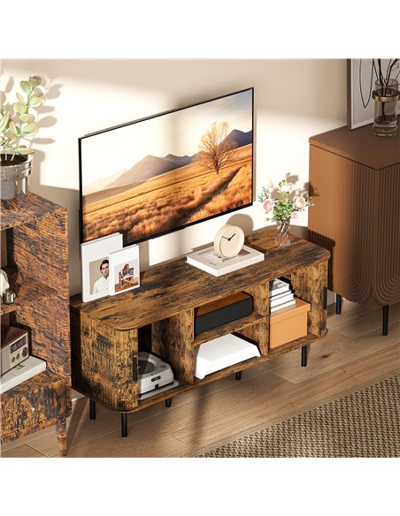 HOMCOM TV Stand Cabinet for TVs up to 55 Inches, TV Unit with Storage Shelves and Cupboard for Living Room, Rustic Brown - pic 165427 | FastDaddyshop