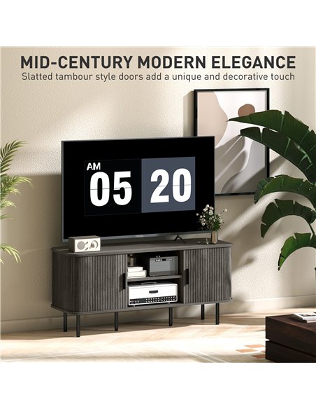 HOMCOM TV Stand Cabinet for TVs up to 55 Inches, TV Unit with Storage Shelves and Cupboard for Living Room, Grey - pic 165432 | FastDaddyshop