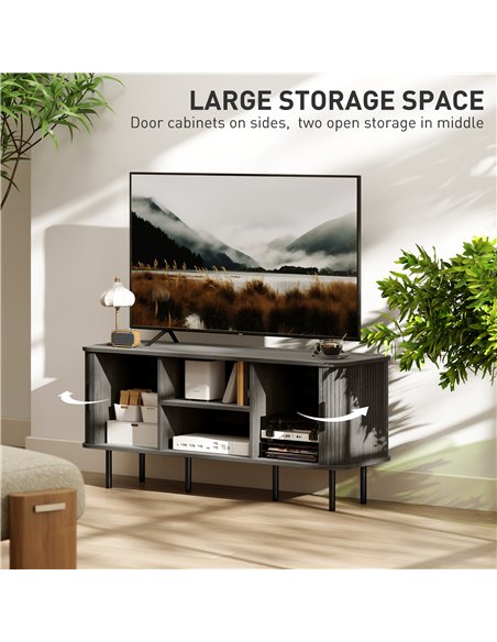 HOMCOM TV Stand Cabinet for TVs up to 55 Inches, TV Unit with Storage Shelves and Cupboard for Living Room, Grey - pic 165433 | FastDaddyshop