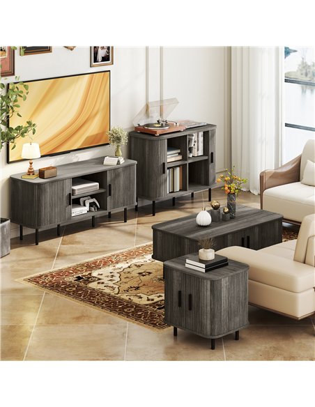 HOMCOM TV Stand Cabinet for TVs up to 55 Inches, TV Unit with Storage Shelves and Cupboard for Living Room, Grey - pic 165437 | FastDaddyshop