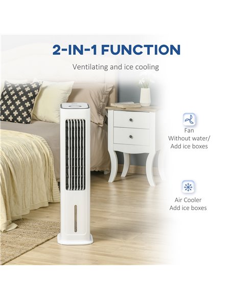 HOMCOM Evaporative Air Cooler, Oscillating Ice Cooling Fan with 3 Modes, 3 Speeds, Remote Control, Timer, and Oscillation, White - pic 16544 | FastDaddyshop