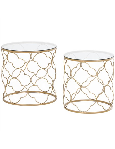 HOMCOM Nesting Tables Set of 2, Modern Stacking Side End Table with Tempered Glass Top, Metal Frame for Living Room Bedroom Offi - pic 165447 | FastDaddyshop