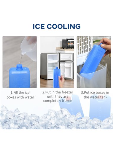 HOMCOM Evaporative Air Cooler, Oscillating Ice Cooling Fan with 3 Modes, 3 Speeds, Remote Control, Timer, and Oscillation, White