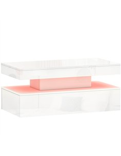 HOMCOM LED Coffee Table with Storage - High Gloss White