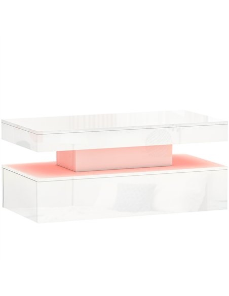 HOMCOM LED Coffee Table with Storage - High Gloss White - pic 165465 | FastDaddyshop