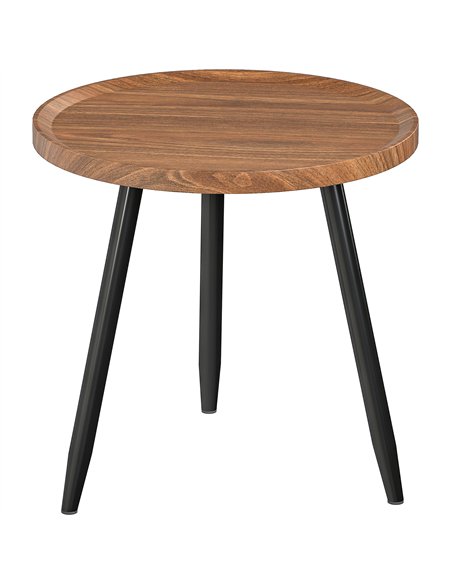 HOMCOM Modern Round Coffee Table with Steel Frame for Small Space, Sofa Beside, Living Room, Bedroom, Chestnut Wood Effect - pic 165483 | FastDaddyshop