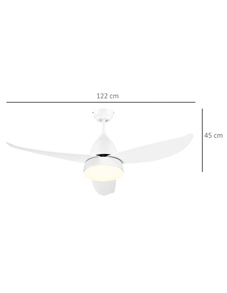 Homcom Reversible Ceiling Fan with Light, 3 Blades, Remote Controller, White - pic 16549 | FastDaddyshop
