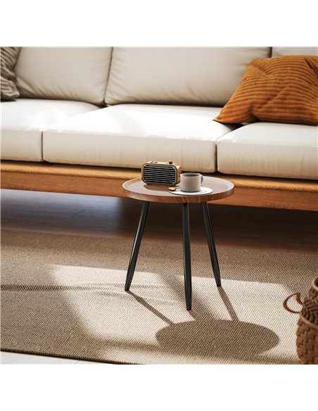 HOMCOM Modern Round Coffee Table with Steel Frame for Small Space, Sofa Beside, Living Room, Bedroom, Chestnut Wood Effect - pic 165490 | FastDaddyshop