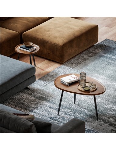 HOMCOM Nesting Coffee Table Set of 2, 80cm Modern Stacking End Side Table with Metal Legs for Living Room Bedroom Office, Chestn
