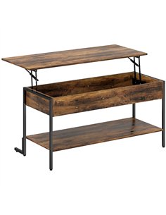 HOMCOM Lift-Top Coffee Table, with Storage - Rustic Brown