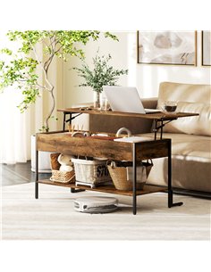 HOMCOM Lift-Top Coffee Table, with Storage - Rustic Brown 2