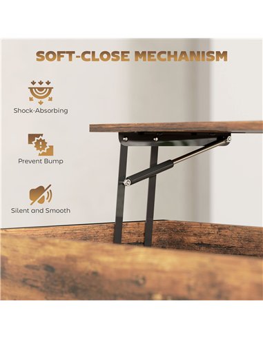 HOMCOM Lift-Top Coffee Table, with Storage - Rustic Brown