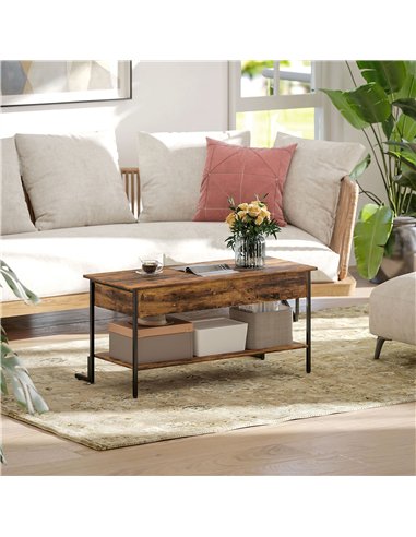 HOMCOM Lift-Top Coffee Table, with Storage - Rustic Brown