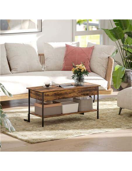 HOMCOM Lift-Top Coffee Table, with Storage - Rustic Brown - pic 165508 | FastDaddyshop